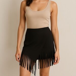 Niay fringe waterfall mullet skirt black 6